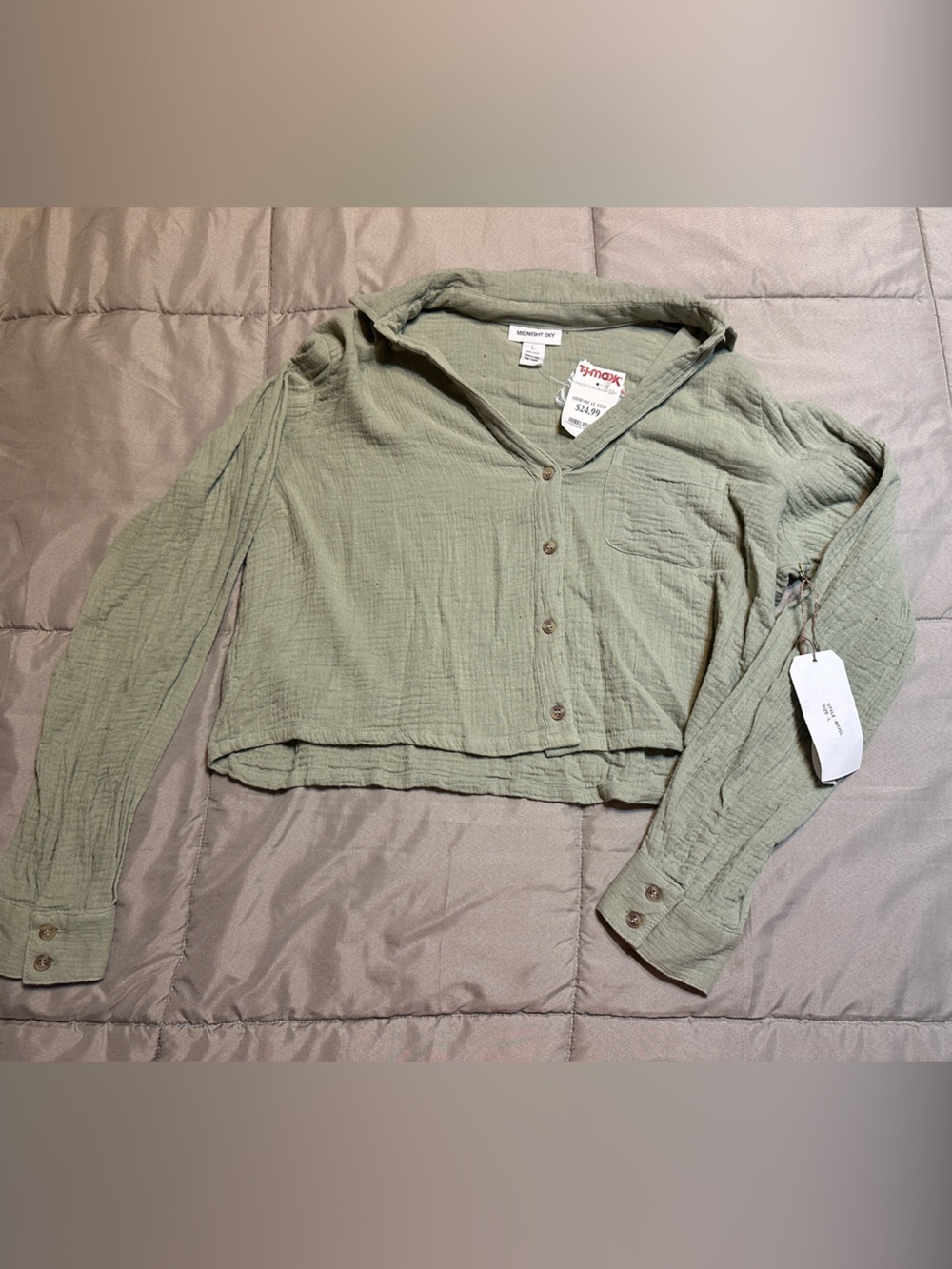Women’s Olive Green Button-Up Shirt